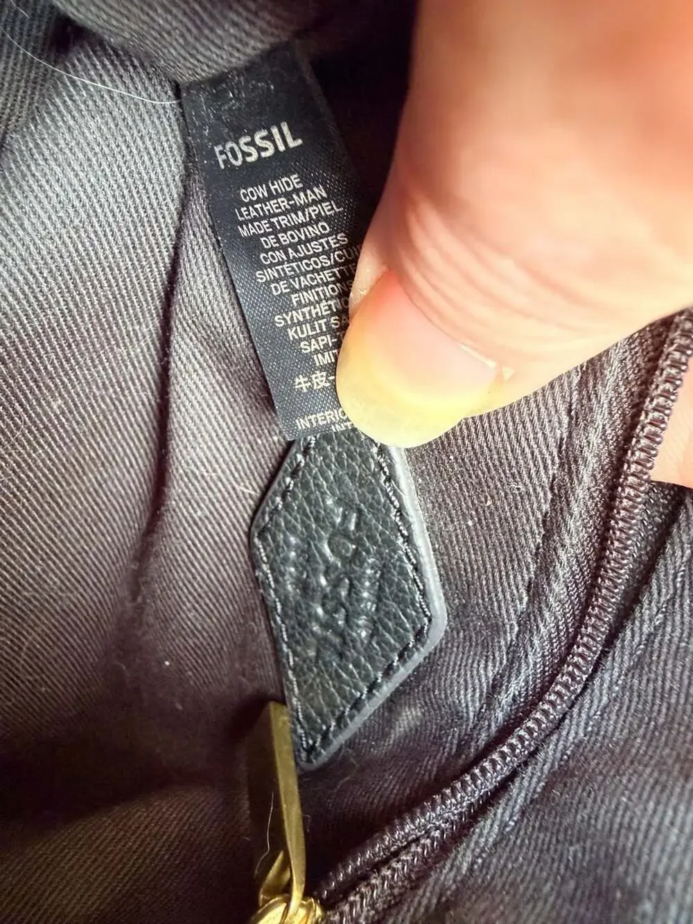 Fossil Fiona Small Black Leather Crossbody Bag